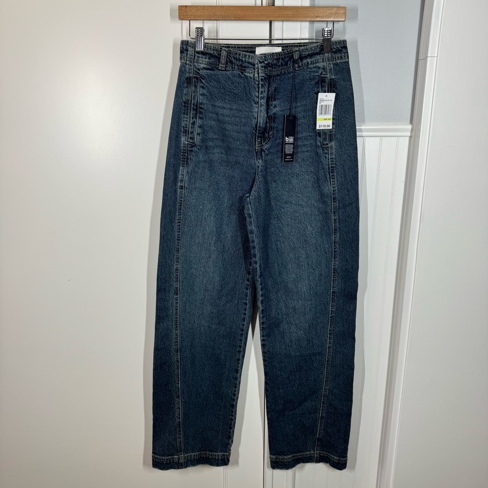 Habitual High Rise Side Panel Ankle Barrel Leg Jeans with back waist cinch Sz 27 - Picture 2 of 7